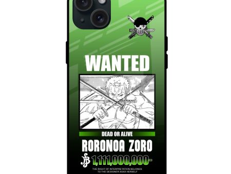 Zoro Wanted Glass Case for iPhone 15 Plus Discount