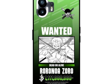 Zoro Wanted Glass Case for Nothing Phone 2 Online Hot Sale