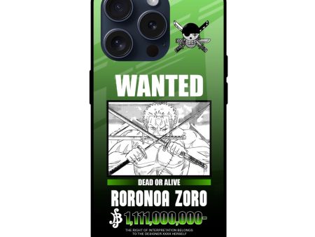 Zoro Wanted Glass Case for iPhone 15 Pro Online now